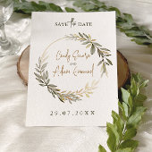Elegant Goud en Groene Huwelijk Save The Date