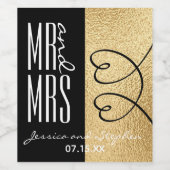 Elegant goud en harten wijn etiket (Enkel label)