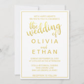 Elegant goud en huwelijksuitnodiging in witte klas kaart (Voorkant)