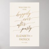 Elegant Goud en Ivoor Gelukkig Ooit Na Feest Poster (Voorkant)