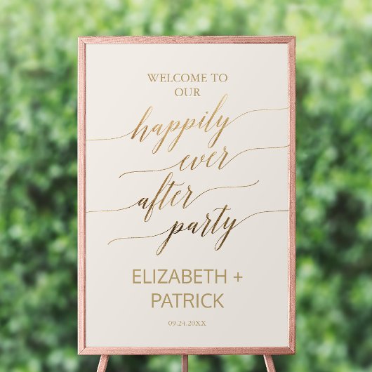 Elegant Goud en Ivoor Gelukkig Ooit Na Feest Poster