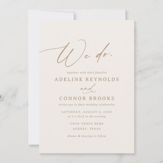 Elegant Goud en Ivoor Kalligrafie Wij Doen Bruilof Kaart (Voorkant)