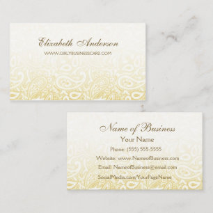 Elegant goud en ivoor paisley damask patroon visitekaartje