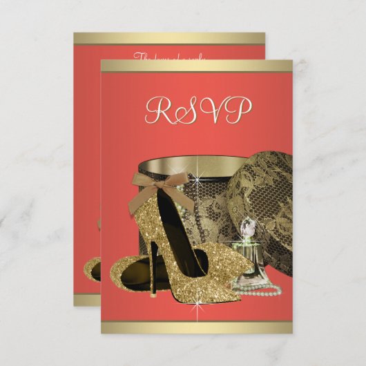 Elegant goud en koraal guave verjaardagsfeest RSVP (Voorkant / Achterkant)
