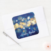 Elegant goud en marine blauw Bokeh Quinceañera Vierkante Sticker (Envelop)