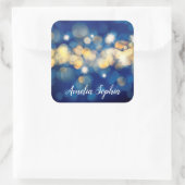 Elegant goud en marine blauw Bokeh Quinceañera Vierkante Sticker (Tas)