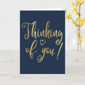 Elegant goud en marine denken aan jou kaart (Gele Bloem)