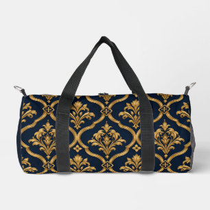 Elegant goud en marineblauw damast vintage motief plunjezak