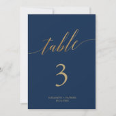 Elegant Goud en Navy 5x7" Trouwtafel nummer (Voorkant)