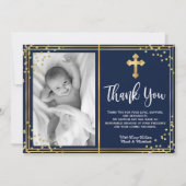 Elegant Goud en Navy Baptism Dank u Kaarten (Voorkant)