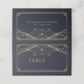 Elegant Goud en Navy Gotische Tarot Kaart Bruiloft Plaatskaartje (Buitenkant ongevouwen)