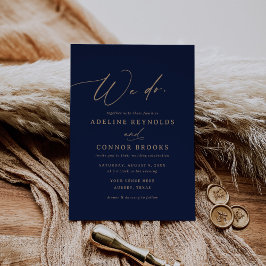Elegant Goud en Navy Kalligrafie Wij Doen Bruiloft Kaart