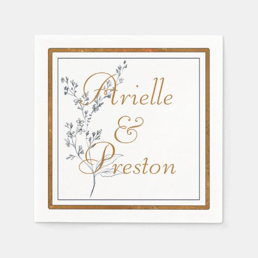 Elegant Goud en Navy Papier Servet (Voorkant)