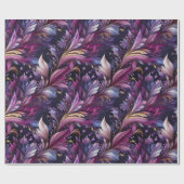 Elegant Goud en Paarse Botanische bloemenkerst Cadeaupapier (Vlak)