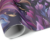 Elegant Goud en Paarse Botanische bloemenkerst Cadeaupapier (Rol Hoek)