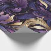 Elegant Goud en Paarse Botanische bloemenkerst Cadeaupapier (Hoek)