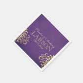 Elegant Goud en Paarse Damask Trouwservetten Servetten (Hoek)