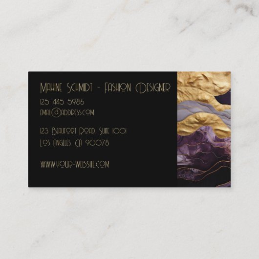 elegant goud en paarse design Japanse stijl Visitekaartje (Achterkant)