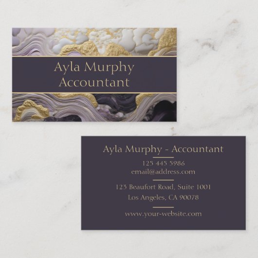 elegant goud en paarse design Japanse stijl Visitekaartje (Voorkant / Achterkant)