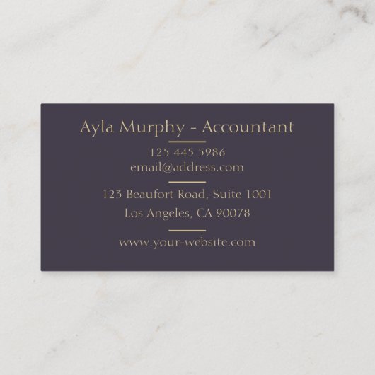 elegant goud en paarse design Japanse stijl Visitekaartje (Achterkant)