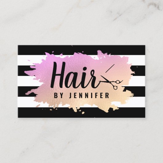 Elegant goud en paarse schaar visitekaartje (Voorkant)