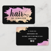 Elegant goud en paarse schaar visitekaartje (Voorkant / Achterkant)