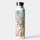 Elegant Goud en Parelmoer Monogram Naam Met Eigen  Waterfles (Links)