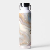 Elegant Goud en Parelmoer Monogram Naam Met Eigen  Waterfles (Voorkant)