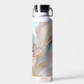 Elegant Goud en Parelmoer Monogram Naam Met Eigen  Waterfles (Achterkant)