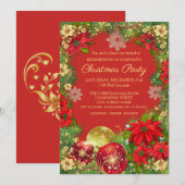 Elegant Goud en Rood Corporate Kerstfeest Kaart (Voorkant / Achterkant)