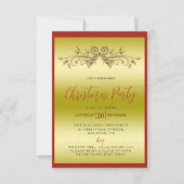 Elegant goud en rood decoratief kerstfeest kaart (Voorkant)