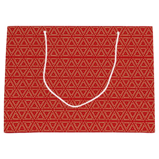 Elegant goud en rood driehoekig geometrisch patroo groot cadeauzakje (Voorkant)