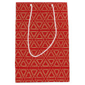 Elegant goud en rood driehoekig geometrisch patroo medium cadeauzakje (Voorkant)