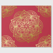 Elegant goud en rood mandala patroon cadeaupapier (Vlak)