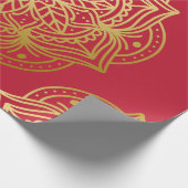 Elegant goud en rood mandala patroon cadeaupapier (Hoek)