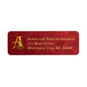 Elegant Goud en Rood Monogram Kerstlabel Etiket (Voorkant)