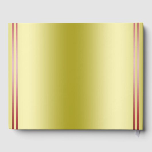 Elegant goud en rood, trouwringen bruiloft gastenboek (Achterkant)