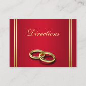 Elegant goud en rood, trouwringen bruiloft informatiekaartje (Voorkant)
