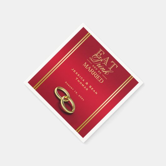 Elegant goud en rood, trouwringen bruiloft servet (Hoek)