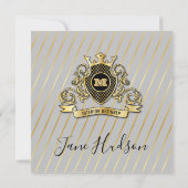Elegant Goud en Roze Monogram Modieus Ontwerp Kaart (Achterkant)
