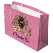 Elegant Goud en Roze Monogram Ontwerp Groot Cadeauzakje (Achterkant Gekanteld)