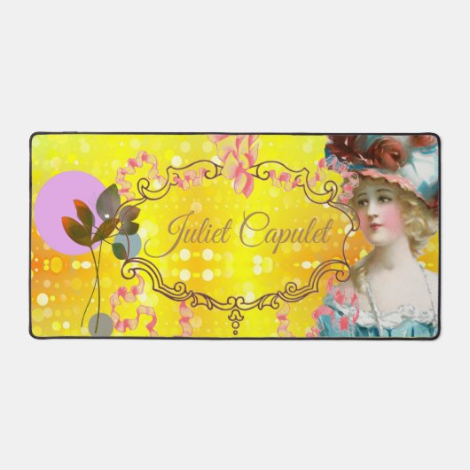 Elegant  Goud en Roze Motief Bureaumat (Voorkant)