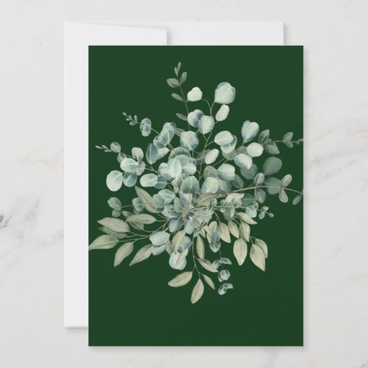 Elegant goud en smaragdgroene Eucalyptusbruiloft Kaart (Achterkant)