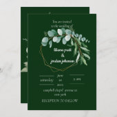 Elegant goud en smaragdgroene Eucalyptusbruiloft Kaart (Voorkant / Achterkant)