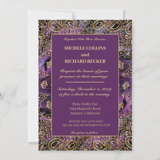 Elegant goud en veren kaart (Voorkant)