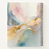 Elegant Goud en Waterverf Pastel Monogram Naam Notitieboek (Achterkant)
