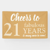 Elegant Goud en Wit 21st Verjaardagsbanner Spandoek (Horizontaal)