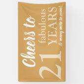 Elegant Goud en Wit 21st Verjaardagsbanner Spandoek (Verticaal)