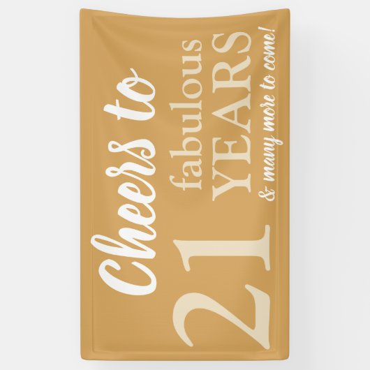 Elegant Goud en Wit 21st Verjaardagsbanner Spandoek (Verticaal)