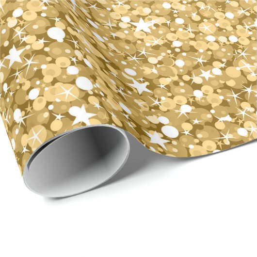 Elegant goud en wit accenten glitter patroon cadeaupapier (Rol Hoek)